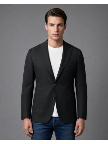 Black Slim Fit Single Breasted Patch Pocket Blazer