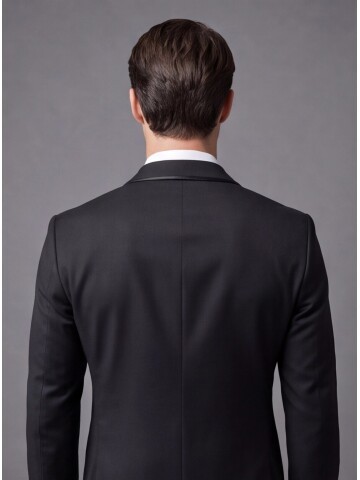 Siyah Slim Fit Şal Yaka Tek Düğme Damatlık