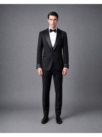 Black Slim Fit Peak Lapel Single Button Tuxedo