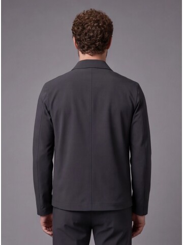 Black Casual Shirt-Collar Comfort Fit Suit