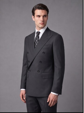 Black Wool Double-Breasted Suit