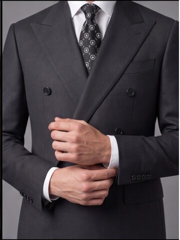 Black Wool Double-Breasted Suit