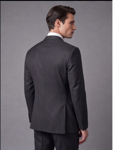 Black Wool Double-Breasted Suit