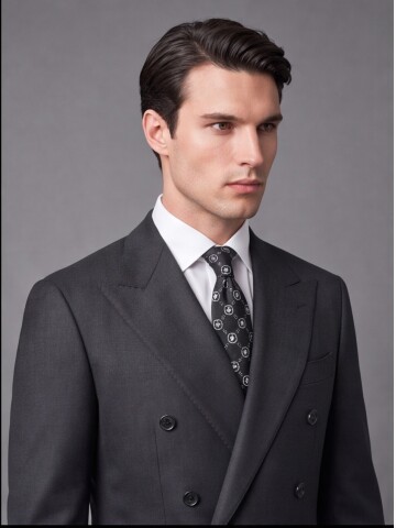 Black Wool Double-Breasted Suit