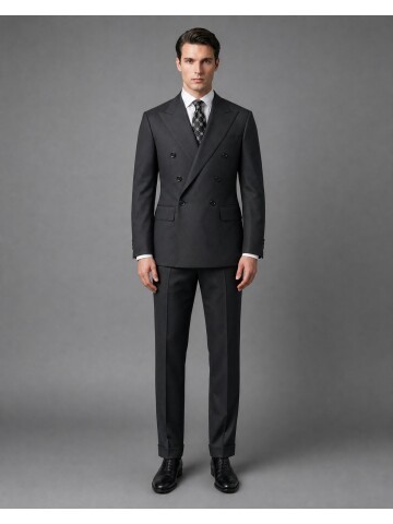 Black Wool Double-Breasted Suit