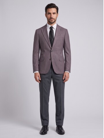 Suit with Burgundy Accents