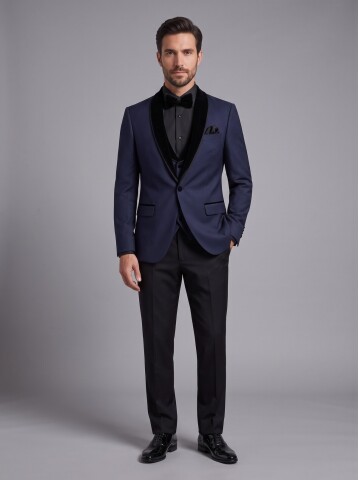 SUIT SARTORIA ÇIKMA YAKA LACİVERT DAMATLIK 5063