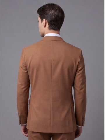 Taba Mono Yaka İki Düğmeli Slim Fit Takım Elbise