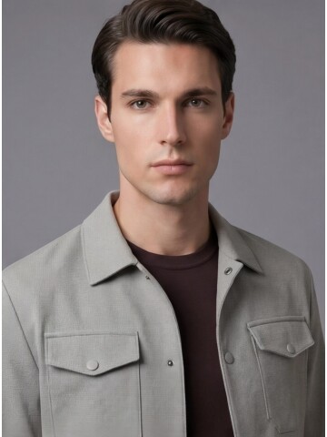 Taş Rengi Gömlek Yaka Safari Cep Comfort Fit Spor Takım