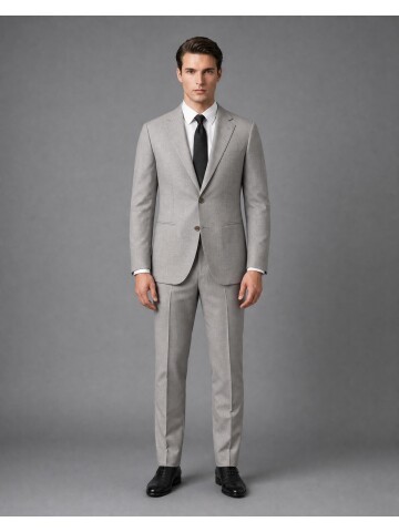 Stone-Colored Wool Suit
