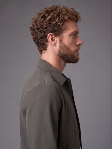 Green Casual Shirt-Collar Comfort Fit Suit