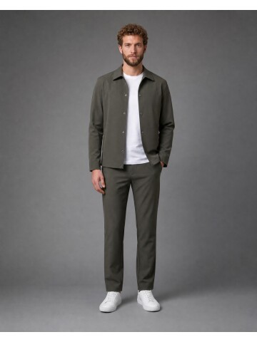 Green Casual Shirt-Collar Comfort Fit Suit